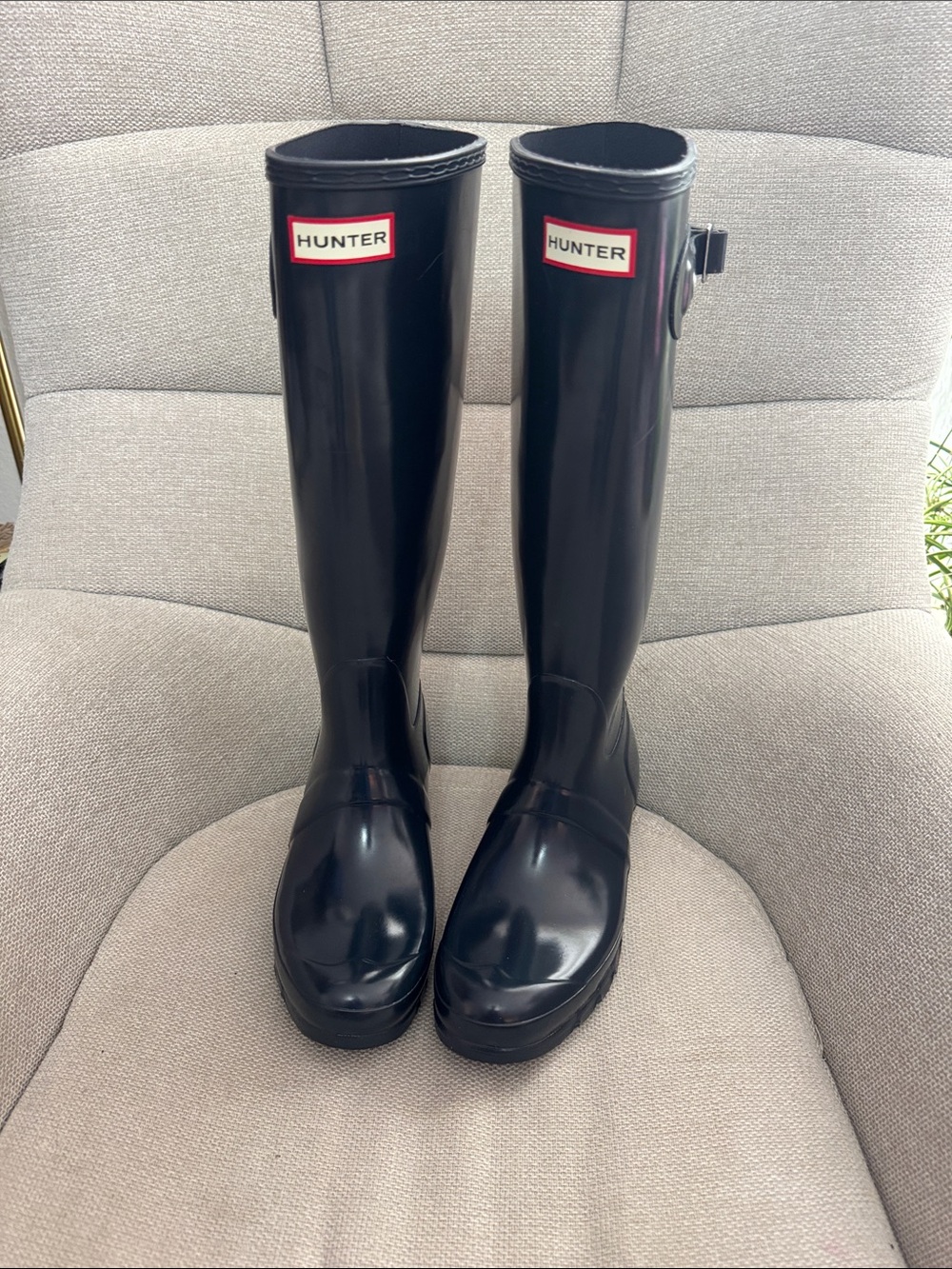Hunter Navy Blue Tall Gloss Rain Boots